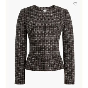 J.Crew Tweed Peplum Jacket Women's Size 14 Black Ivory Tweed NWT